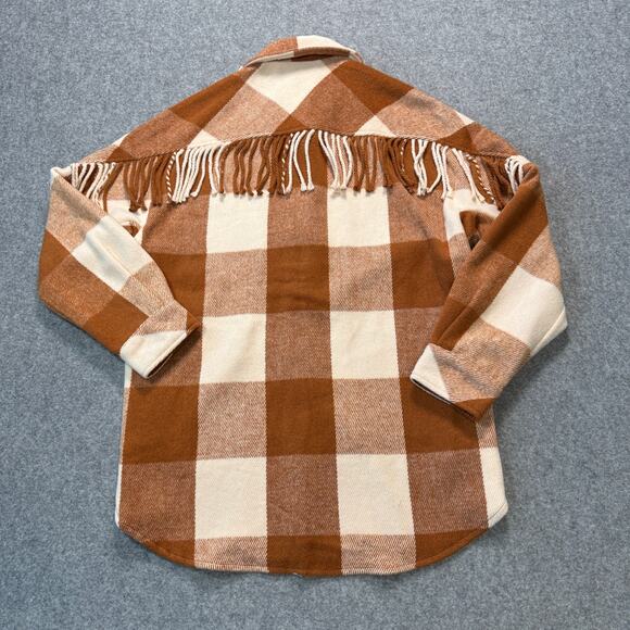 Women's Steve Madden Cream Burnt Orange Western Fringe Shacket Size XS New - Picture 9 of 9